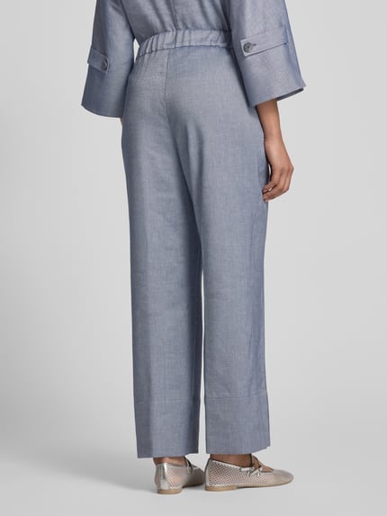 MORE Broek van viscosemix met persplooien Jeansblauw - 5