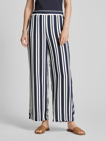 VILA Wide leg broek met streepmotief, model 'RASHA' Marineblauw - 4