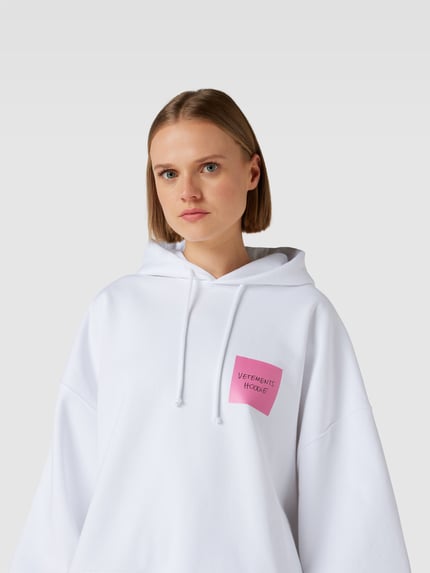 VETEMENTS oversized hoodie met labelprint Wit - 3