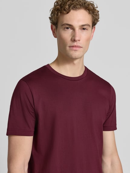 Christian Berg Men t-shirt z bawełny z okrągłym dekoltem Bordowy 3