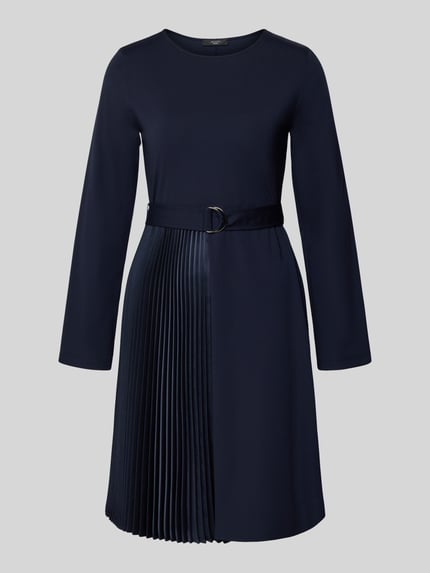 Productfoto, donkerblauw Regular Fit Jersey-Kleid met Lyocell-Anteil Modell 'TALAMO' van Weekend Max Mara, mini, effen, geplisseerde inzet.