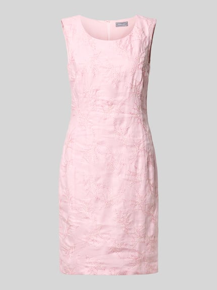 Produktfoto, Knielanges Etuikleid mit Stitchings von WHITE LABEL in zartem Rosa, gerader Schnitt, Rundhalsausschnitt, strukturierte Oberfläche