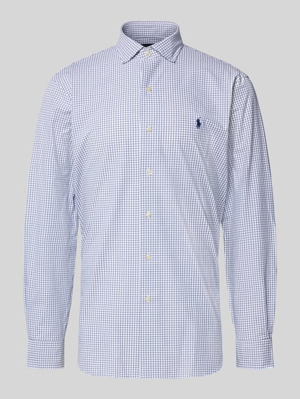 Produktfoto, Freizeithemd mit Knopfleiste von Polo Ralph Lauren aus Baumwoll-Elasthan-Mix in Weiß-Blau-Karo, Regular Fit, Kentkragen
