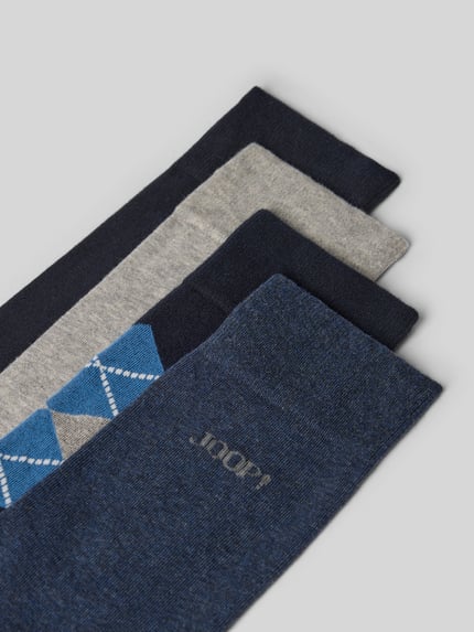 Produktfoto, Socken aus Baumwoll-Mix im 4er-Pack von JOOP! COLLECTION, odcienie niebieskiego i szarego, różne wzory i tekstury