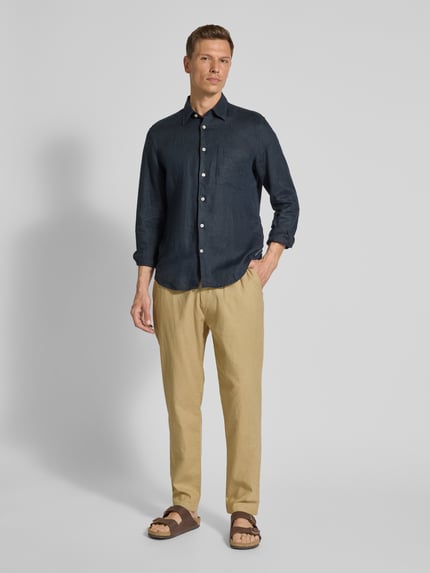 s.Oliver RED LABEL Relaxed Fit Chino Leinen-Baumwoll-Mix Beige 1