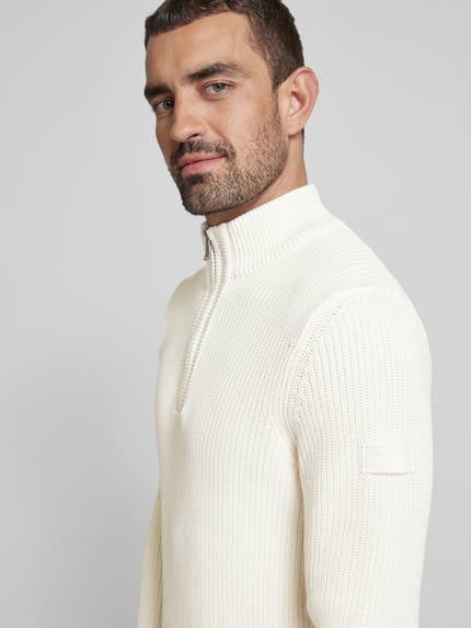 JOOP! JEANS Strickpullover mit Troyer-Kragen Offwhite 3