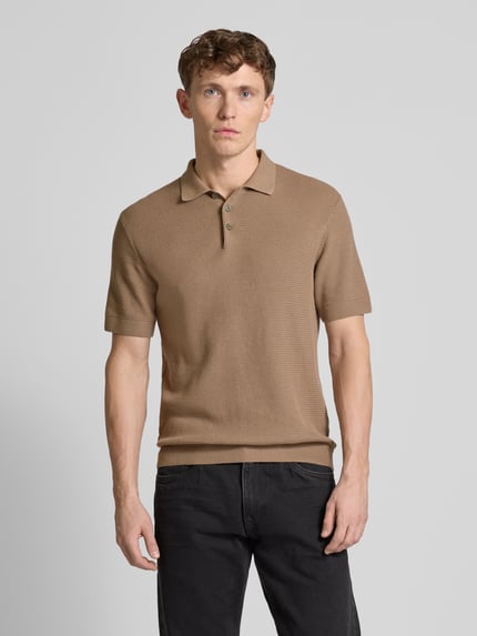 JACK & JONES Premium Regular fit poloshirt met structuurmotief, model 'COOPER' Taupe - 4