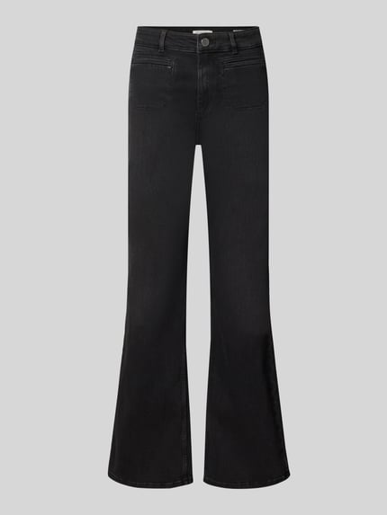 Produktfoto, Straight Fit Jeans aus Baumwoll-Mix von Christian Berg Woman in Schwarz mit Eingriff- und Gesäßtaschen, strukturierte Oberfläche