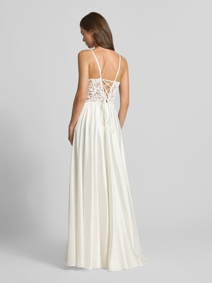 Mascara Abendkleid mit rückseitiger Schnürung und Spitze Offwhite 5