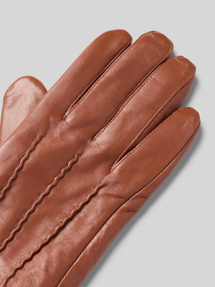 FI.NE Handschuhe in Leder-Optik Cognac 3