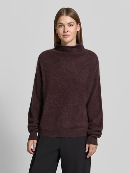 BOSS Pullover van mix van wol en kasjmier met mock neck Donkerbruin - 4