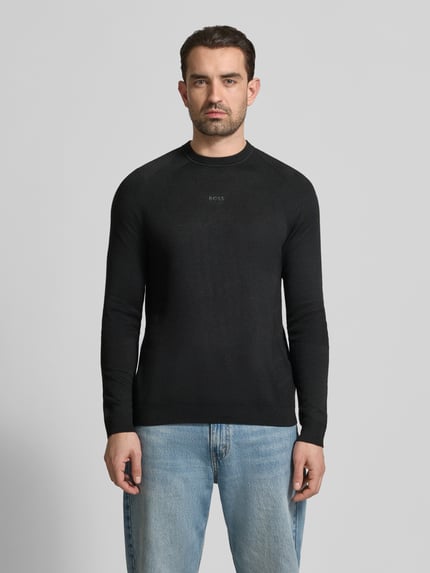 BOSS Green Regular fit gebreide pullover met wol Zwart - 4