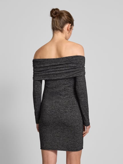 ONLY Minikleid mit Carmen-Ausschnitt mit Glitzerfaden Modell 'ROMA' Silber 5