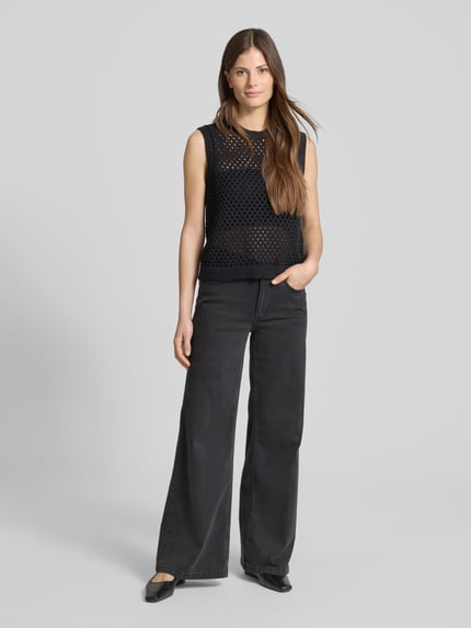 Christian Berg Woman Stricktop mit Lochmuster Black 1