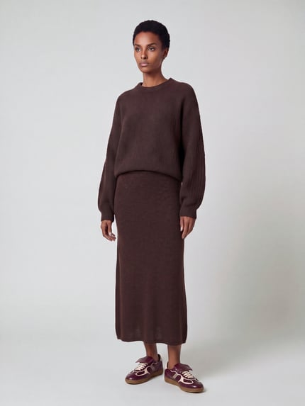 VERO MODA Maxi-Rock mit elastischem Bund Schoko 1