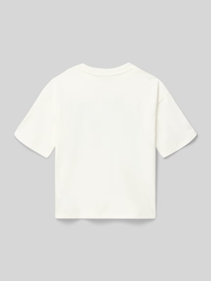 Produktfoto, T-Shirt mit Motiv- und Logo-Print von GAP, Kinder T-Shirt, Reine Baumwolle, Straight Fit, gerippter Rundhalsausschnitt, Rückansicht