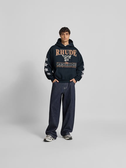 Rhude 후디 라벨 프린트 블랙