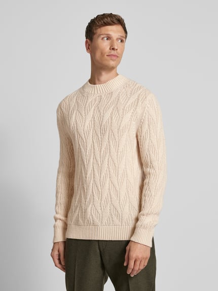 Selected Oversize sweter z dzianiny, mieszanka wełny, model 'CARIS' Złamany biały 4