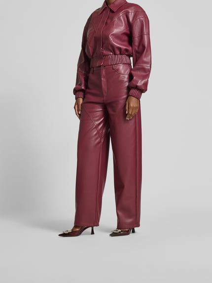 ROTATE Straight Fit Kunstlederhose Bordeaux 4