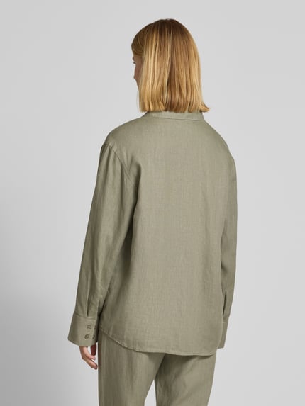 Samsøe Samsøe Regular Fit Leinenbluse mit Knopfleiste Modell 'SANOT' Oliv 5