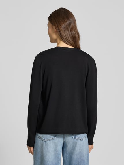 Vrouwenmodel draagt Regular Fit Cardigan katoen- en viscosemix van s.Oliver RED LABEL, look: effen, knitwear, lange mouw, zonder sluiting, geheel van achteren.