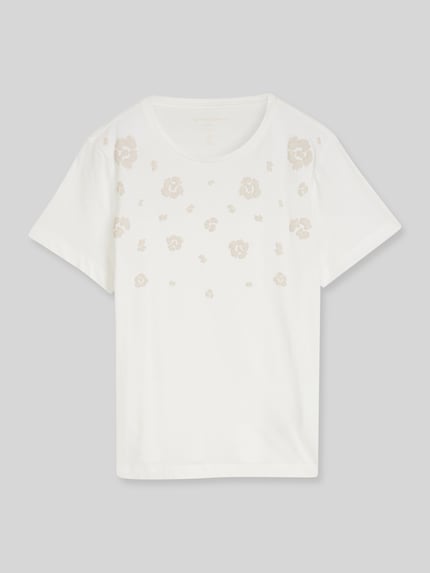 Tom Tailor t-shirt o kroju regular fit z czystej bawełny z nadrukiem z motywem Złamany biały 2