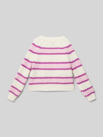 ONLY Comfort Fit Strickjacke mit Grobstrick Muster Modell 'NORDIC' Lila 3