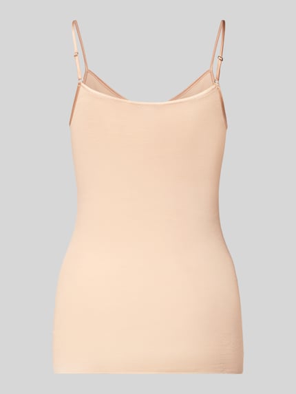 Produktfoto, Slim Fit Unterhemd mit Spaghettiträgern von Hanro in Beige, Reine Baumwolle, V-Ausschnitt, glatte Oberfläche, Damen