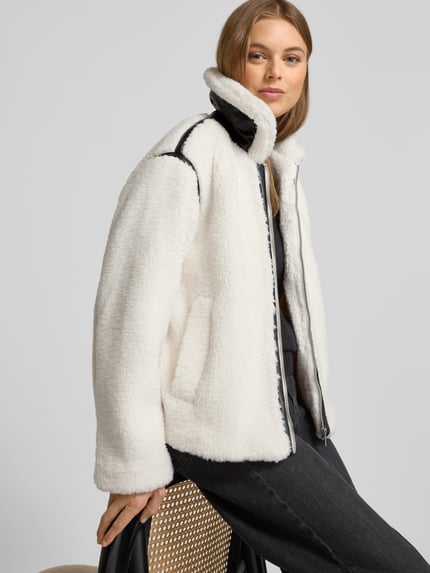 Tom Tailor Denim Regular Fit Teddy-Jacke mit Umlegekragen Offwhite 3