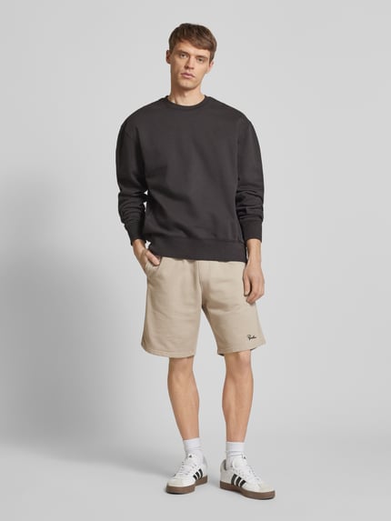 PEGADOR Regular Fit Sweatshorts mit Label-Stitching Modell 'TERRY' Taupe 1
