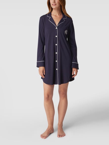 Lauren Ralph Lauren Nachthemd met contraststrepen Donkerblauw - 1