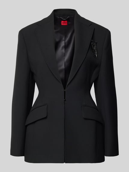 Lange blazer met strasbroche model 'Amarille' Shop The Look MANNEQUINE