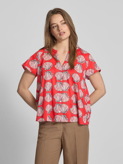 Christian Berg Woman Regular fit blouse met V-hals Lichtrood - 4