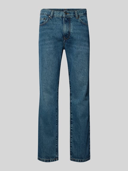 Produktfoto, Loose Fit Jeans im 5-Pocket-Design von MCNEAL aus reiner Baumwolle in Blau mit Knopf- und Reißverschluss, sichtbare Textur