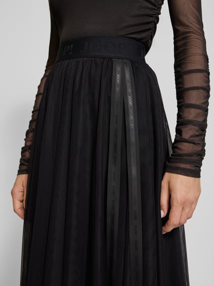 JOOP! Midirok met plooien, model 'Fridi' Zwart - 3