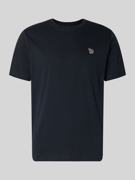 Produktfoto, Regular Fit T-Shirt mit Rundhalsausschnitt von PAUL SMITH, schwarze Baumwolle, dezentes Stitching, glatte Textur