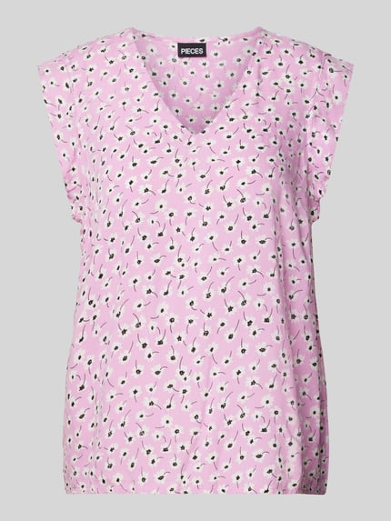 PIECES Blouse van viscose met V-hals, model 'NYA' Roze - 2