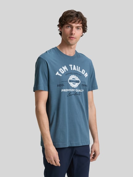 Tom Tailor Regular Fit T-Shirt aus reiner Baumwolle Blau 4
