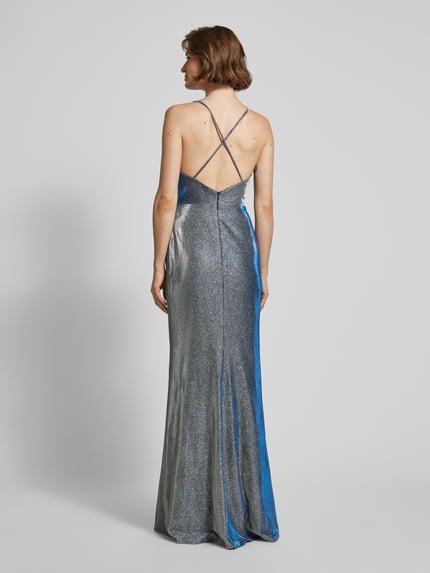 LUXUAR FASHION Avondjurk met cascadehals Marineblauw - 5