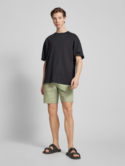 ONLY & SONS Regular Fit Shorts aus Baumwoll-Mix mit Leinen-Anteil Modell 'LARGO' Oliv 1