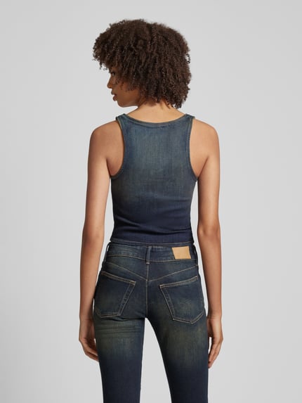 Weekday Denim Tanktop mit Reißverschluss Modell 'Redondo' Jeansblau 5