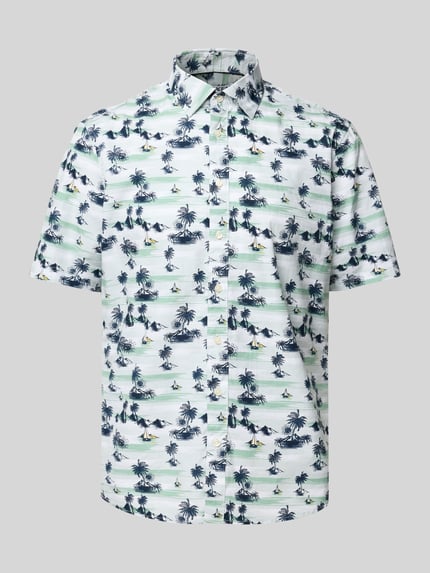 Jake*s Slim Fit Kurzarmhemd mit Kentkragen Sand 2
