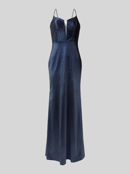 Mascara Abendkleid mit Ziersteinbesatz Dunkelblau 2