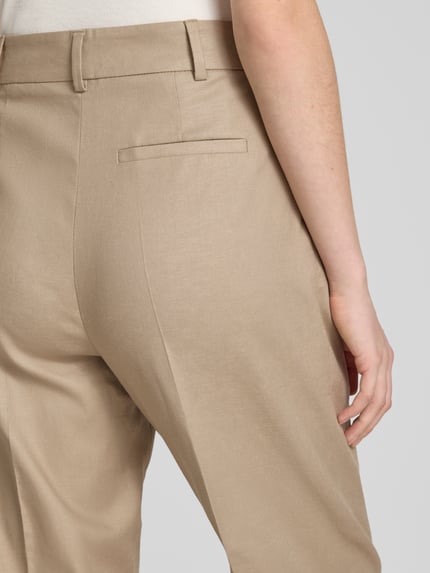 Jake*s Collection Spodnie lniane o kroju regular fit z wpuszczanymi kieszeniami Piaskowy 3