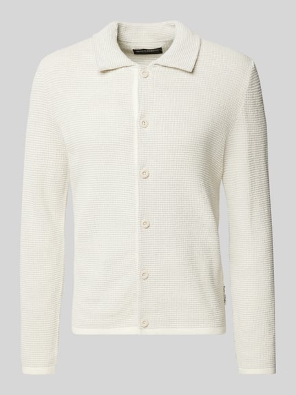Marc O'Polo Regular Fit Strickjacke aus strukturiertem Baumwoll-Mix Ecru 2
