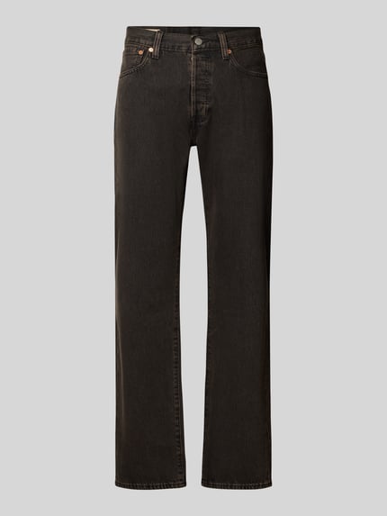 Produktfoto, czarne jeansy Wide & Loose Fit Jeans aus reiner Baumwolle Modell '501®' von Levi's®, męskie, z bawełnianego denimu, gładka faktura
