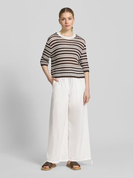 Weekend Max Mara Regular Fit Weite Hose aus reiner Baumwolle Modell 'BELLICO' Weiss 1