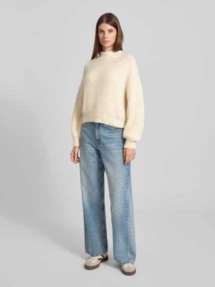 American Vintage Oversized Strickpullover mit Stehkragen Offwhite Melange 1