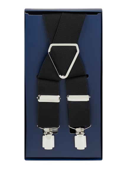 Produktfoto, Hosenträger in Y-vorm van Willen, heren bretels van materiaalmix met stretch, breedte 3,5 cm, klapsluiting, zwarte textuur