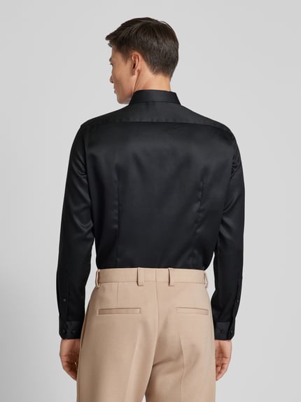 Jake*s Regular Fit Businesshemd aus Satin Black 5